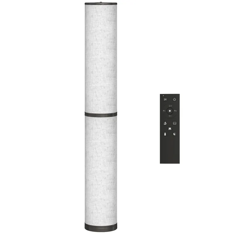 HOMCOM Lampă de Podea cu Telecomandă și Reglaj Temperatură 3000-6000K, Abajur din Material Textil, Ø20x135 cm, Bej | Romania