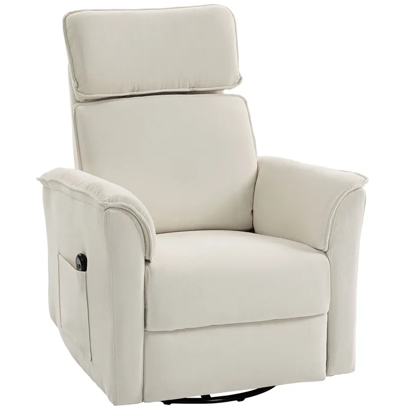 HOMCOM Fotoliu relax electric cu funcție de înclinare, spătar reglabil, tetieră pentru living, alb-crem | Romania