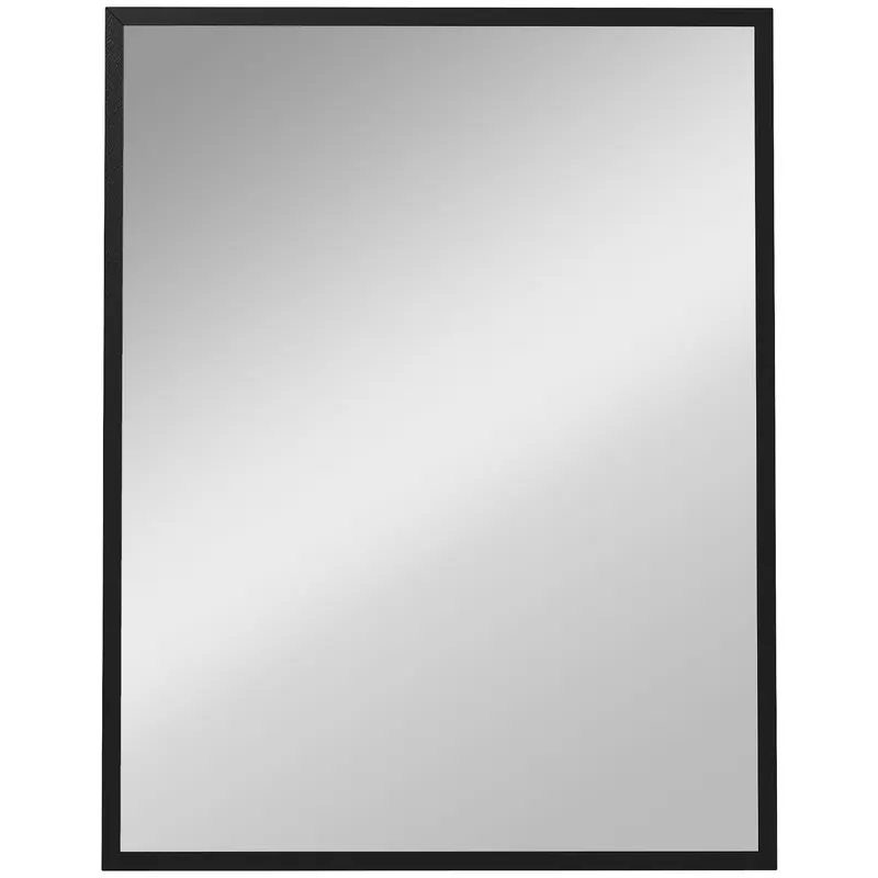 HOMCOM Oglindă de Perete din Sticlă și MDF, cu Cârlige, 70 x 90 cm, Negru | Romania