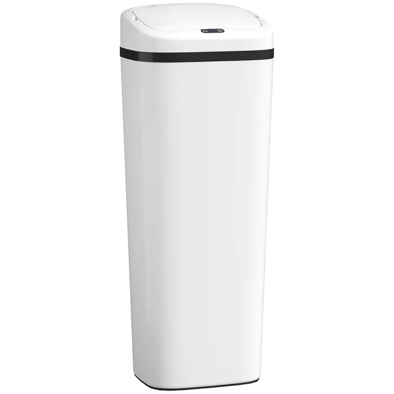 HOMCOM Coș de gunoi cu senzor infraroșu, 50L, 2 moduri de deschidere, suprafață antiamprentă, alb | Romania