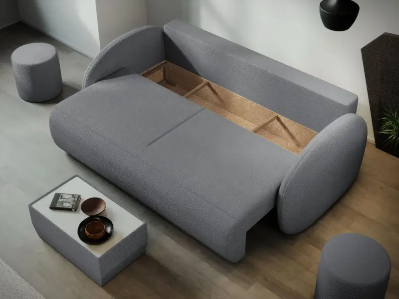 Canapea Ovelis 3 locuri extensibila plusata gri inchis — imaginea 3