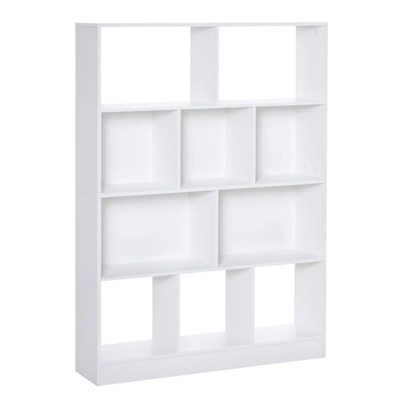 HOMCOM Bibliotecă raft Mobilier de Depozitare 5 nișe + 5 rafturi Panouri Particule Alb | Romania