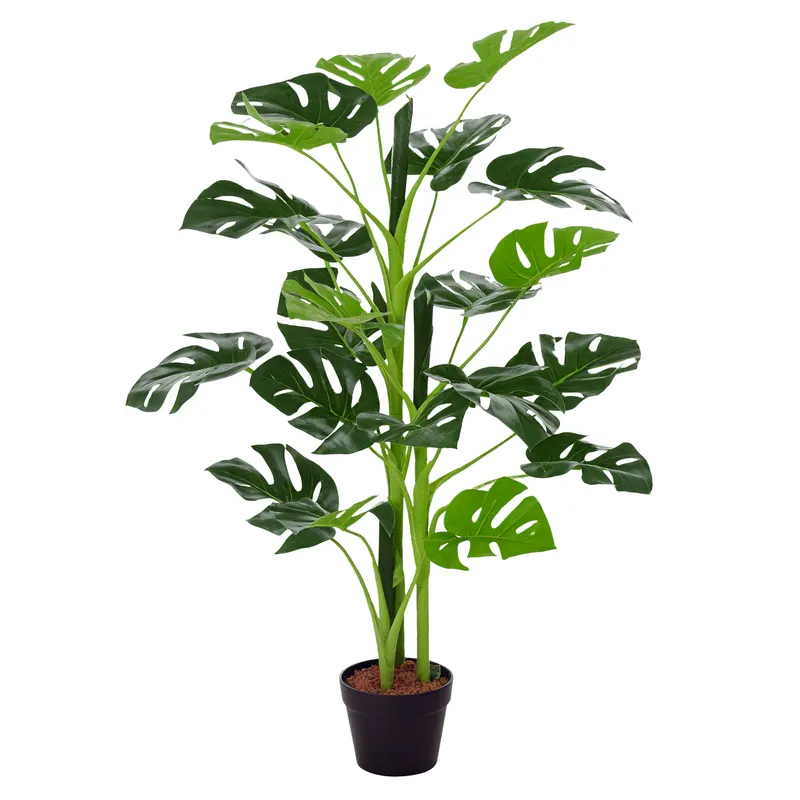 Outsunny Plante artificiale model Monstera cu 21 de frunze în ghiveci de ciment, interior sau exterior, dim. Ø16 x 100H cm | Romania