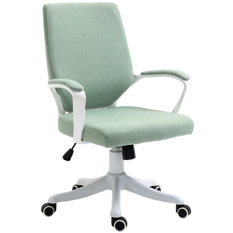 Vinsetto Scaun de birou Scaun de birou cu suport lombar ergonomic reglabil in inaltime gros captusit ergonomica roti pivotante 360° Poliester Nylon PP Verde+Alb 62x69x92-100 cm | Romania