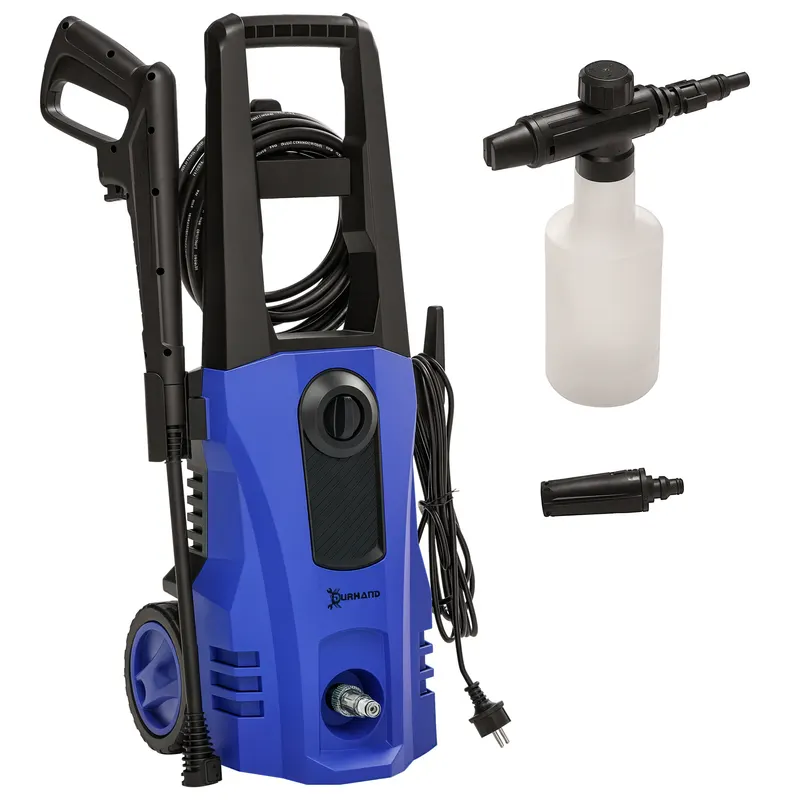DURHAND Spalator sub presiune putere 150 bari max, debit 510 l/h max, motor 1800W furtun 6m si cablu 5m cu roti albastru | Romania