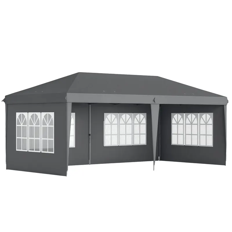 Outsunny Tonelă pop-up pliabilă - cort pentru recepții - 3 x 6 m 3 laturi demontabile gri | Romania