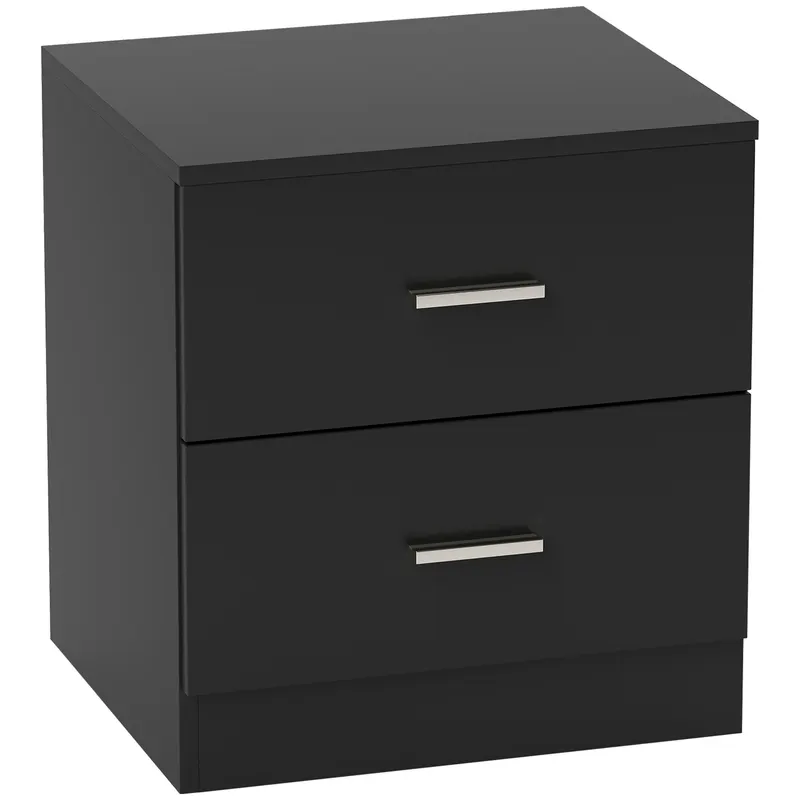 HOMCOM Noptieră modernă Noptieră dormitor cu 2 sertare pentru living dormitor 45x39,5x49 cm Negru | Romania