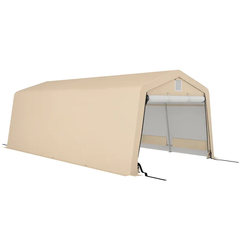 Outsunny Tenta garaj carport dim. 6,2L x 3,3l x 2,4H m oțel galvanizat robust PE de înaltă densitate 150 g/m² impermeabil anti-UV | Romania