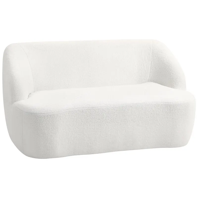 HOMCOM Canapea 2 Locuri, Design Curbat, Canapea cu Material Textil Moale, pentru Living, Dormitor, Birou la Domiciliu, Crem | Romania
