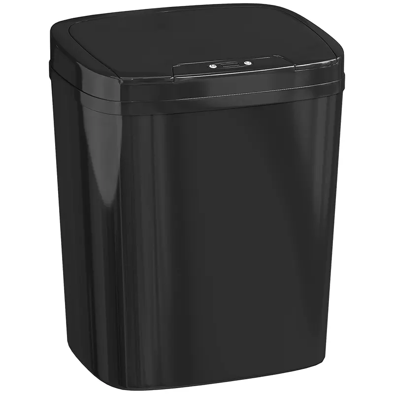 HOMCOM Coș de Gunoi Automat pentru Bucătărie 15 L cu Senzor Infraroșu și Mod Manual Inel de Fixare Rezistent la Amprente Negru | Romania
