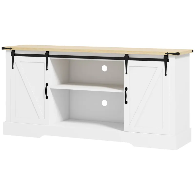 HOMCOM Bufet corp de depozitare cu 2 uși glisante rafturi reglabile 150l x 40P x 72H cm din lemn alb stejar | Romania