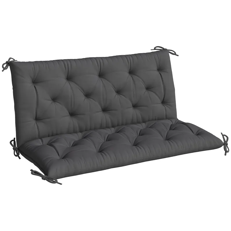 Outsunny Pernă pentru Bancă de Grădină sau pentru Balansoar de Grădină 120x110x12 cm de 2 Locuri cu 6 Șnururi de Fixare Negru | Romania