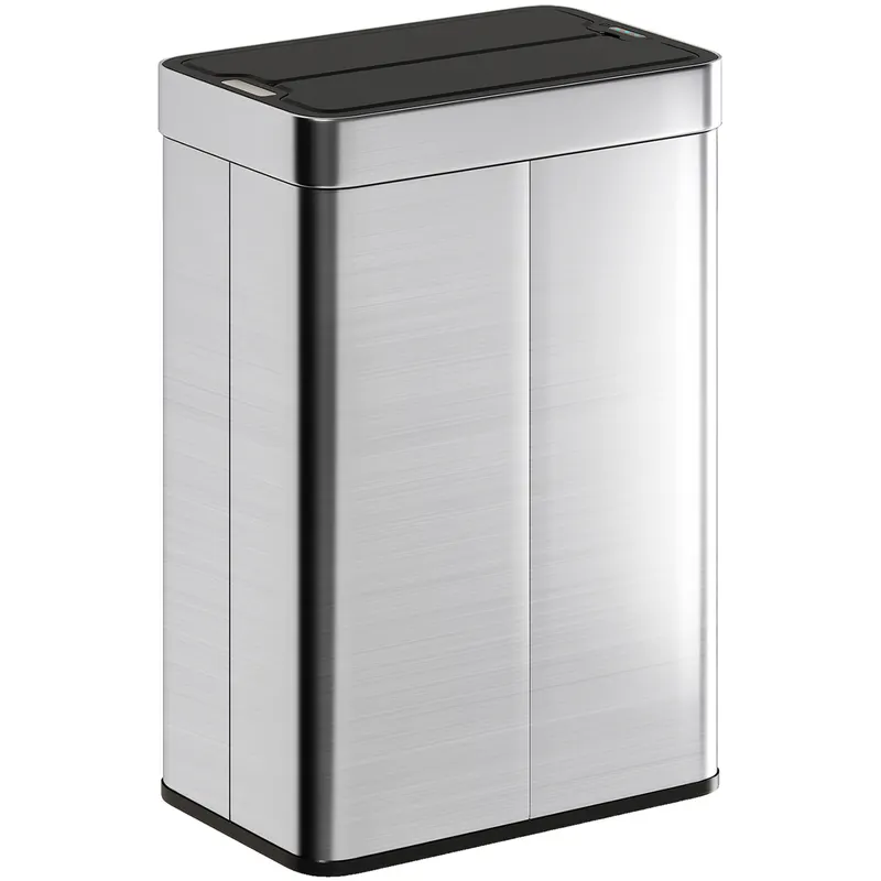 HOMCOM Coș de gunoi cu senzor, capacitate 55 L, capac tip fluture, se deschide automat, oțel inoxidabil, argintiu | Romania