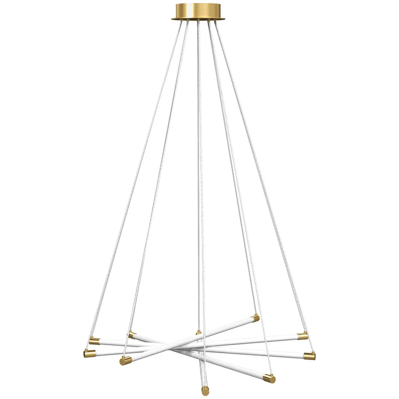 HOMCOM Lampă de tavan LED, 50 W, 5 tuburi de lumină ajustabile, reglabilă, corp de iluminat pentru living, sufragerie, bucătărie, Auriu+Alb | Romania