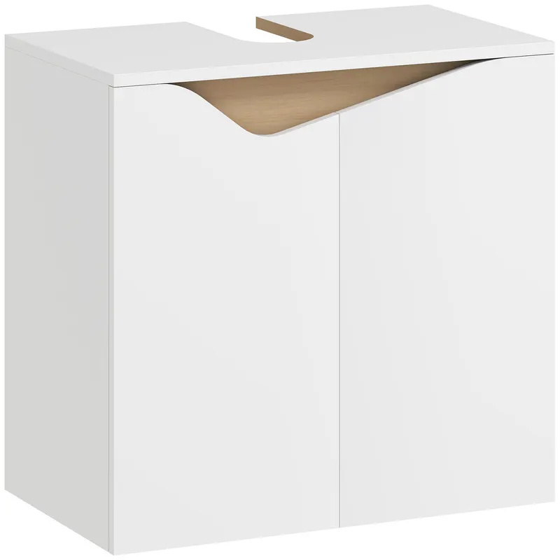HOMCOM Dulap sub lavoar, dulap de baie cu uși cu închidere silențioasă, Alb, 60 x 35 x 57,9 cm | Romania
