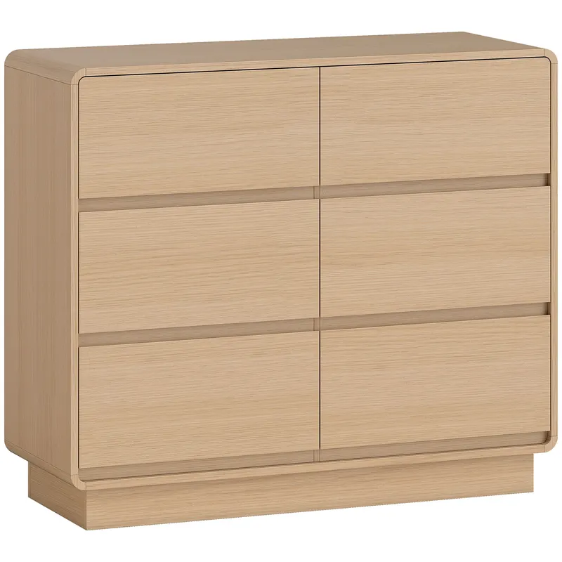 HOMCOM Sideboard 100 cm, bufet cu 6 sertare, comodă pentru bucătărie, living, dining, lemn natural | Romania