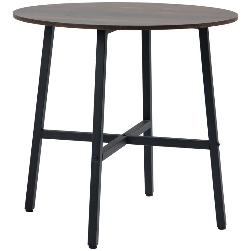 HOMCOM Masă de dining, Masă de bucătărie, masă mare, design industrial, design rustic, Φ80 x 76 cm, maro | Romania
