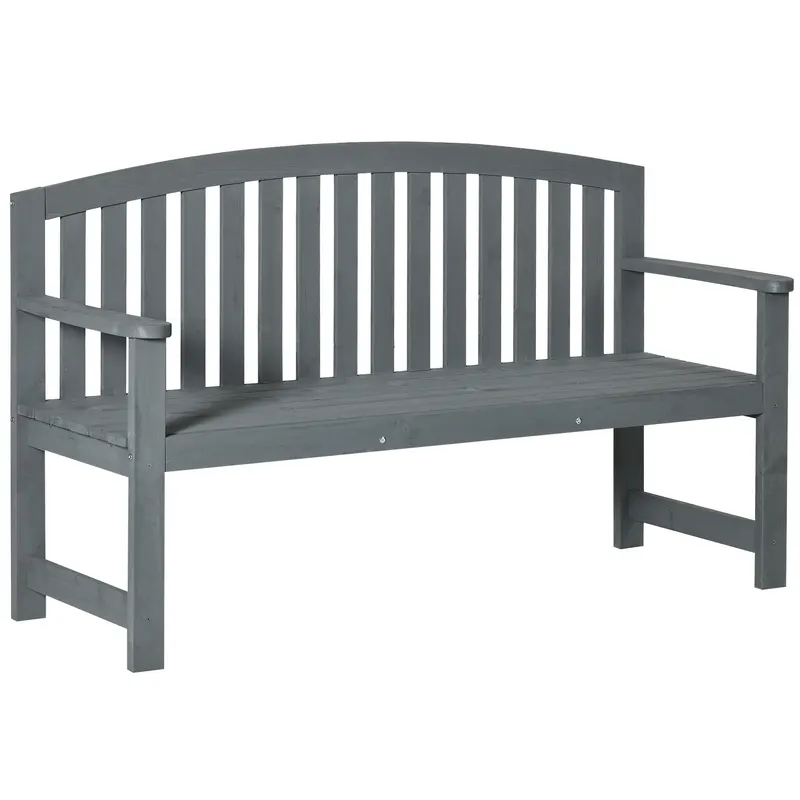 Outsunny Bancă de grădină 2 locuri din lemn, bancă rezistentă la intemperii, mobilier de grădină cu spătar, capacitate 240 kg 143 x 51 x 85 cm, Gri | Romania