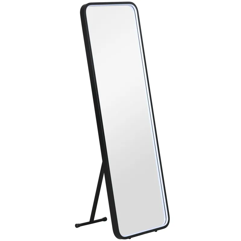HOMCOM Oglindă corp întreg cu lumină LED Oglindă de podea 151,5x50 cm Independentă sau pentru perete cu lumină reglabilă în 3 culori | Romania