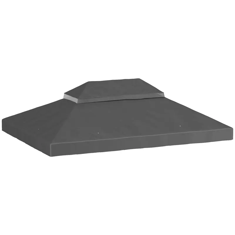 Outsunny Acoperiș de rezervă pentru pavilion, 3 x 4 m, husă de rezervă cu orificii de scurgere, poliester, protecție solară, UPF30+, Gri închis | Romania
