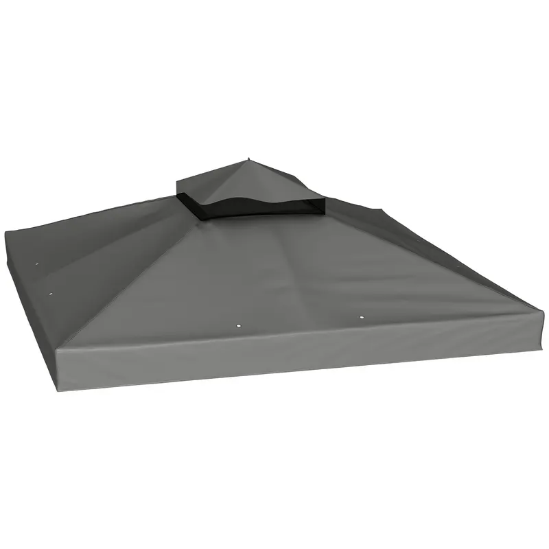 Outsunny Husă de schimb pentru pavilion 3 x 3 m, prelată de schimb pentru pavilion cu orificii de scurgere a apei, UPF30+, protecție solară, gri închis | Romania