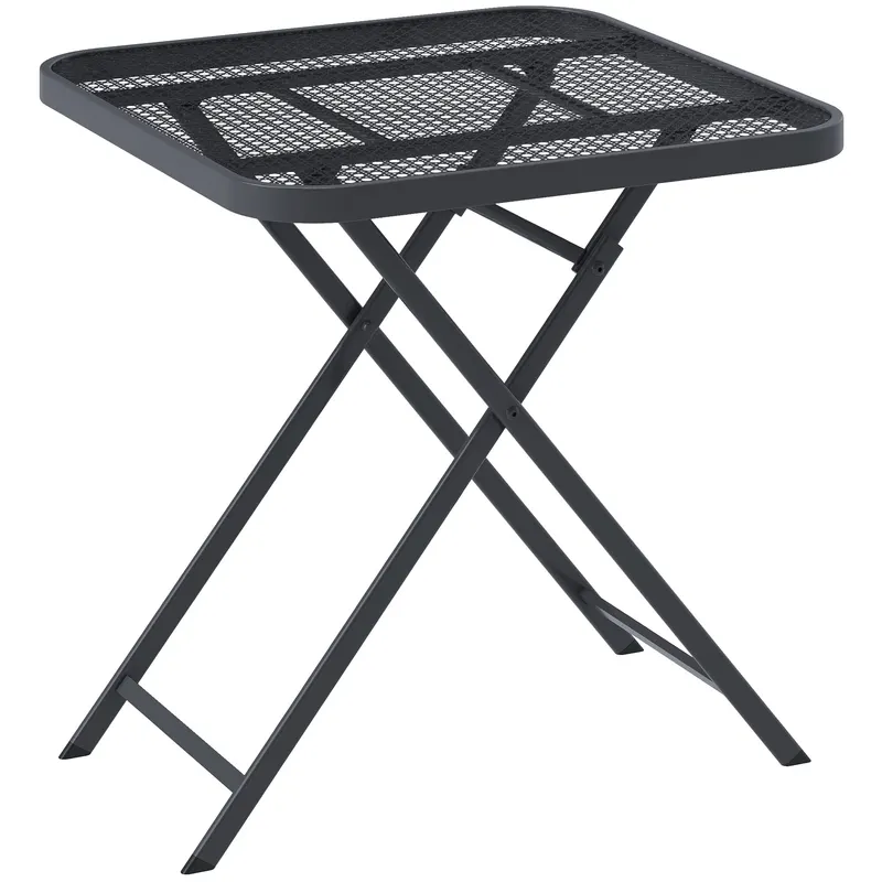 Outsunny Masă de grădină pliabilă 70 x 70 cm, rezistentă la intemperii, masă balcon pliabilă cu design decupat pătrată Negru | Romania