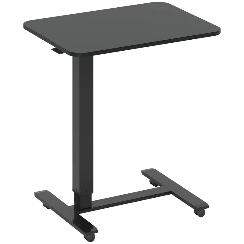 HOMCOM Birou reglabil pe înălțime incl. 4 roți C-Formă 65 cm x 48 cm x 70-110 cm Negru | Romania