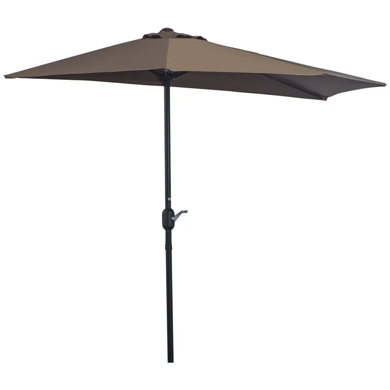 Outsunny Umbrelă Perete Semi Circulară Deschidere Manivela Economie Spațiu Terasă Balcon Cafeniu | Romania