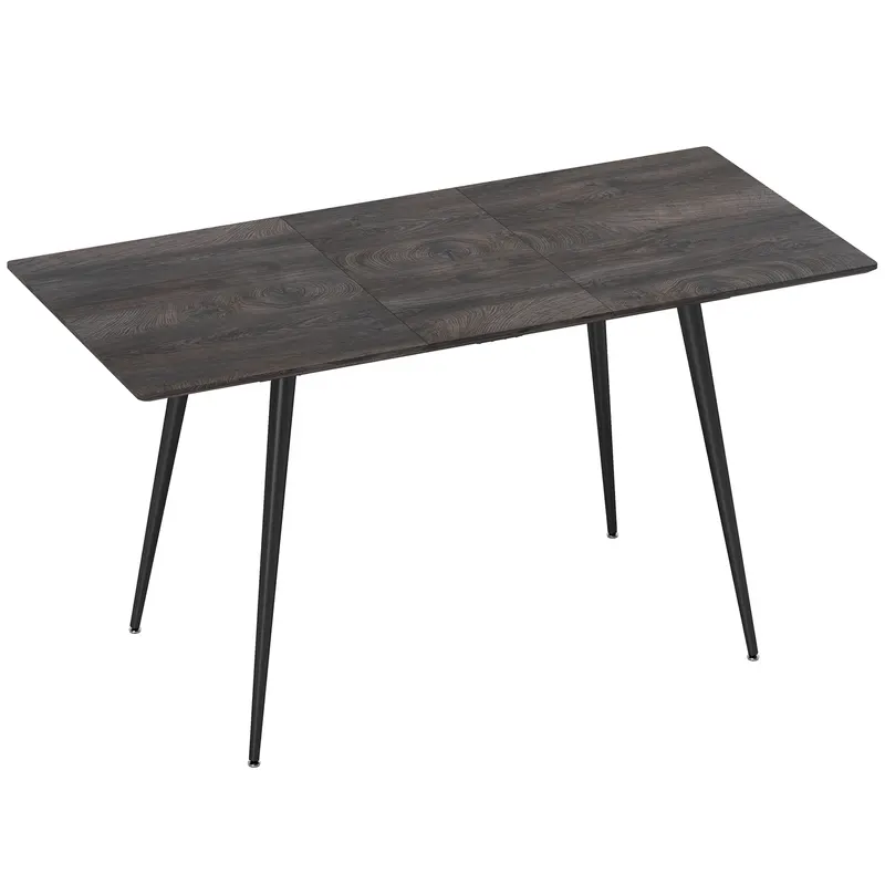 HOMCOM Masă Extensibilă pentru Sufragerie, 6-8 Persoane, 120-160x75 cm, Blat Efect Lemn, Picioare din Oțel | Romania