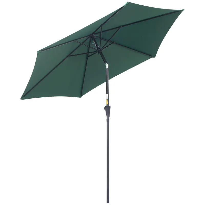 Outsunny Umbrelă Reclinabilă pentru Plajă și Grădină, Aluminiu și Poliester, Φ2.6×2.35m, Verde Închis | Romania
