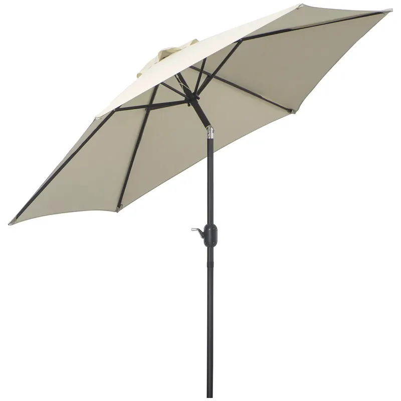 Outsunny Umbrelă de Grădină și Plajă Inclinabilă din Aluminiu și Poliester Alb Φ2.6×2.35m | Romania