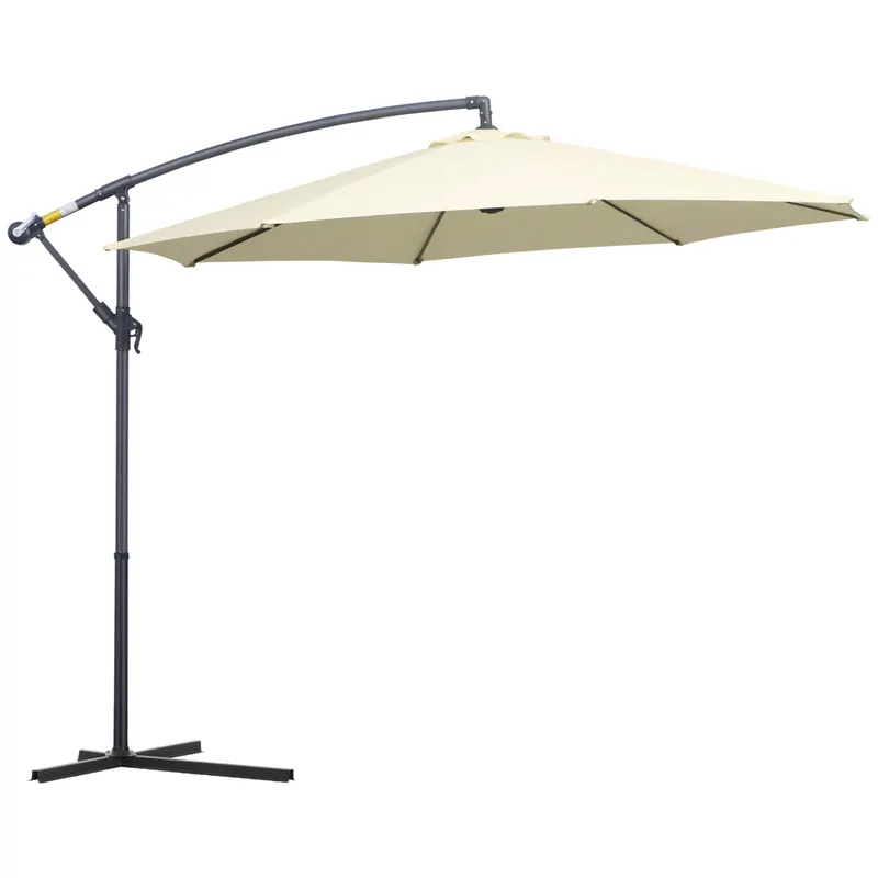 Outsunny Umbrelă de Soare Excentrică cu Bază în Cruce Inclusă, din Metal și Poliester, 3x2,5 m, Bej | Romania