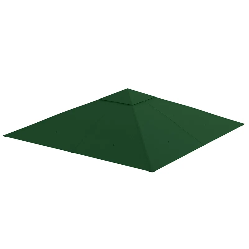 Outsunny Acoperis de Schimb 3x3m, Prelata de Schimb pentru Foisor de Gradina din Poliester cu Orificiu de Ventilatie, Verde | RO