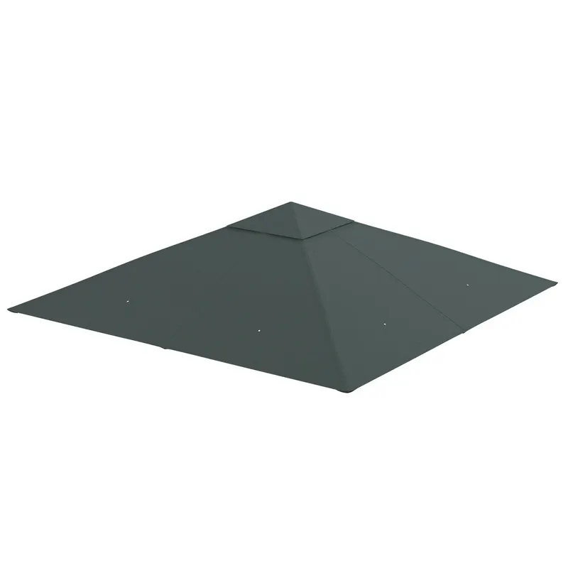 Outsunny Acoperis de Schimb 3x3m, Prelata de Schimb pentru Foisor de Gradina din Poliester cu 8 Orificii de Ventilatie, Gri | RO