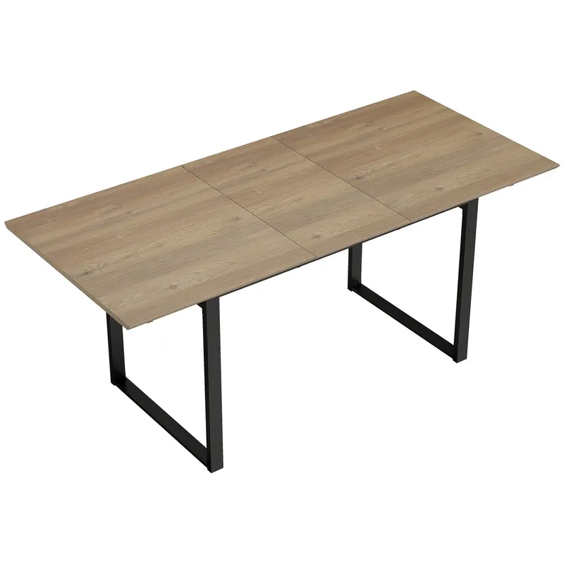 HOMCOM Masă de Luat Masa Extensibilă pentru 6-8 Persoane cu Panouri Detașabile, 140-180cm Masă Rectangulară Extensibilă cu Bază din Oțel, Stil Industrial, pentru Sufragerie, Culoare Lemn | Romania