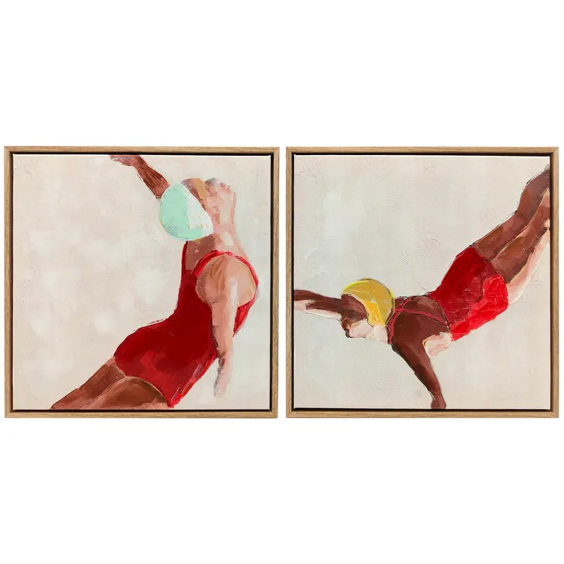 HOMCOM Set de 2 Tablouri pe Pânză, Artă Murală Modernă, Imprimare Artistică de Perete pentru Sufragerie și Salon cu Cârlige Incluse, 40x40 cm | Romania