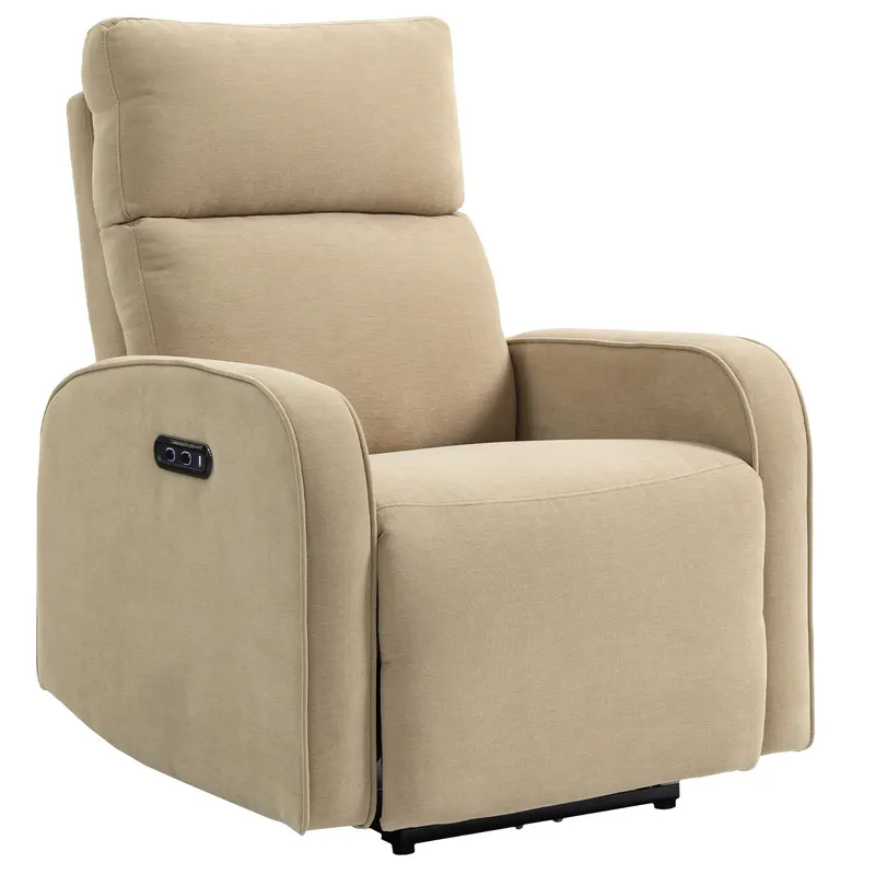 HOMCOM Fotoliu Relax Electric Reclinabil 135° cu Suport pentru Picioare, Tetieră Reglabilă, Șezut Spațios, Fotoliu Tapițat, Motoare Duble, Porturi USB și USB-C, Catifea Bej, Living | Romania