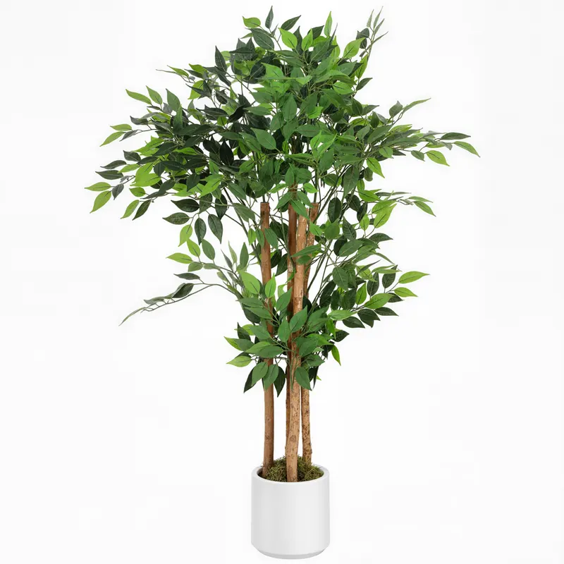 HOMCOM Plantă Artificială Banian 120 cm, cu Trunchi din Lemn Masiv și Ghiveci pentru Interior, Verde | Romania