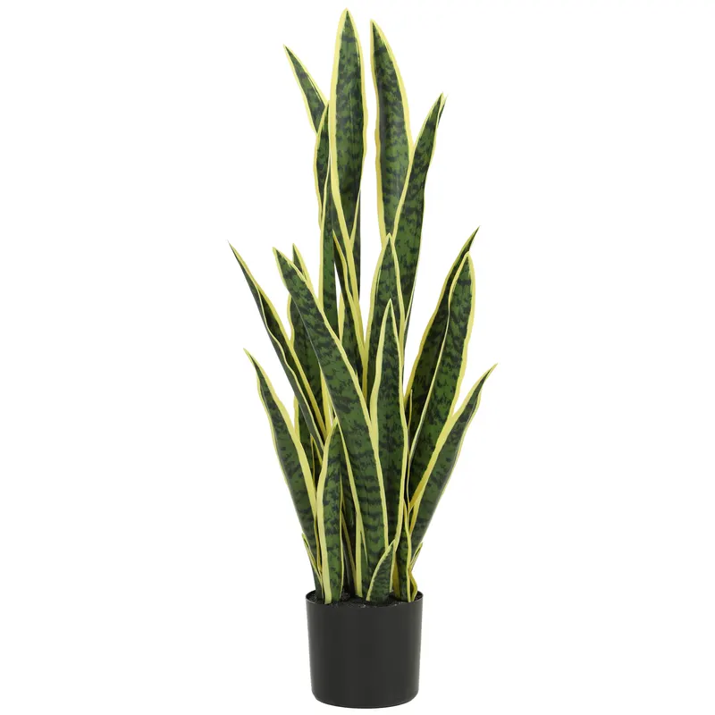 Outsunny Sansevieria Artificială în Ghiveci, Plantă Falsă pentru Interior și Exterior cu 21 de Frunze Modelabile, Ø20x90 cm | Romania