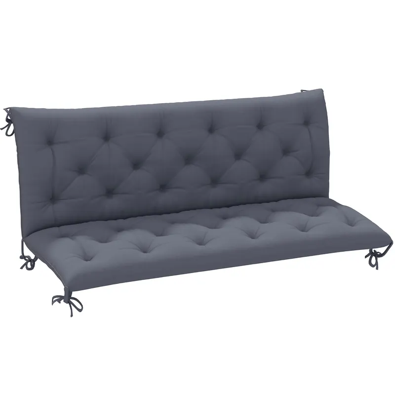 Outsunny Pernă de Grădină în Stil Modern Capitonat pentru Locuri de Ședere în Exterior cu 6 Curele, Pernă din Bumbac și Poliester, pentru Canapele și Balansoare, 150x98x8 cm, Gri Închis | Romania