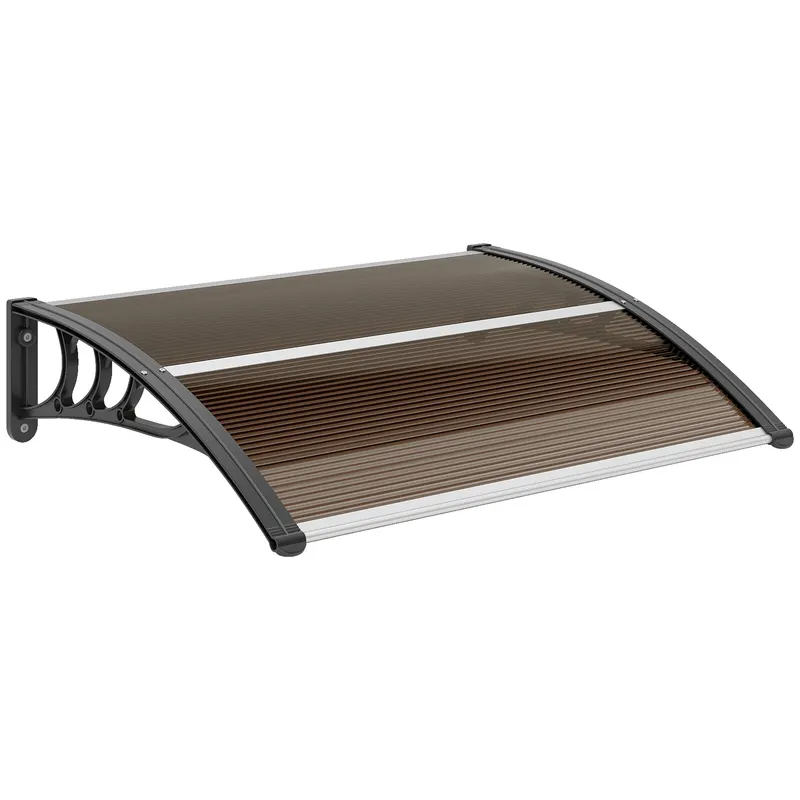 Outsunny Copertină Exterioară Impermeabilă și Anti-UV cu Placă Curbată, 75x120x23 cm, Maro și Negru | Romania