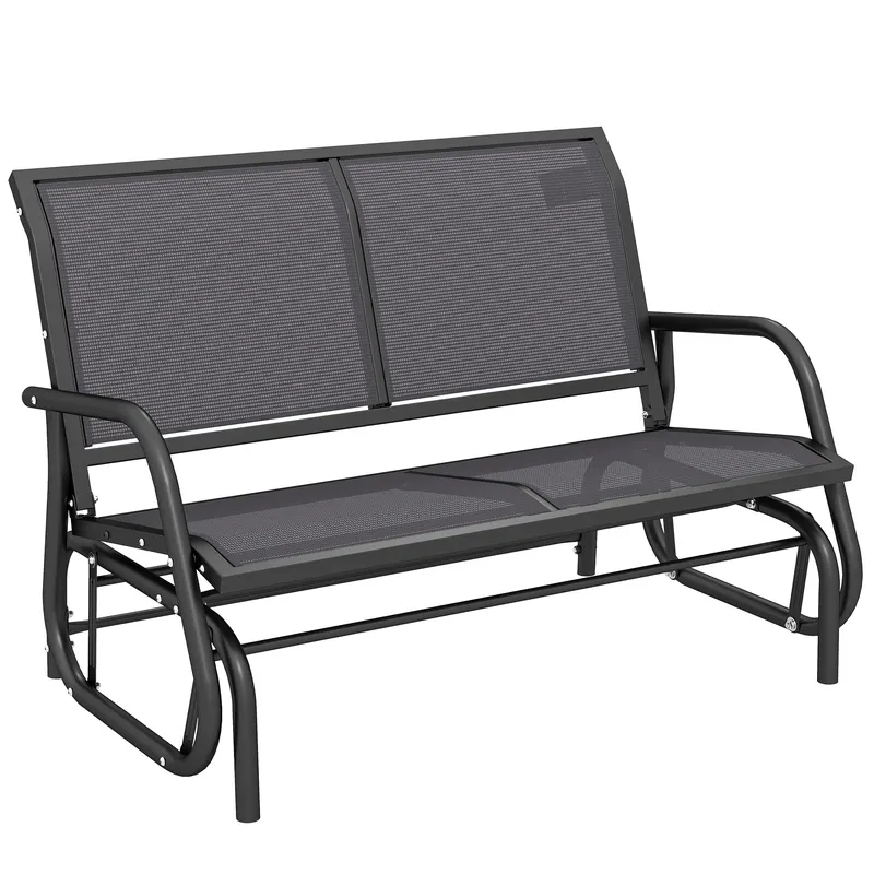 Outsunny Banca Tip Leagan 2 Locuri din Metal, Negru, 123x70x87 cm | Romania