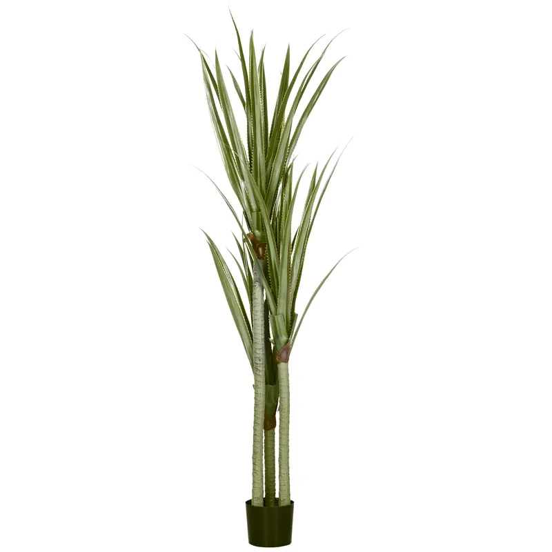 HOMCOM Yucca Artificială de 190 cm, Plantă Artificială cu 39 de Frunze pentru Decor Acasă, Birou, Grădină Ø17x190 cm Verde | Romania