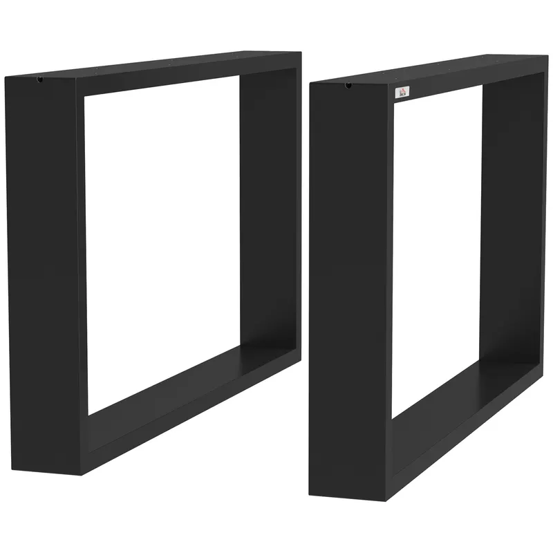 HOMCOM Set 2 Picioare de Masă Dreptunghiulare din Oțel, 60x8x72 cm, Negru | Romania
