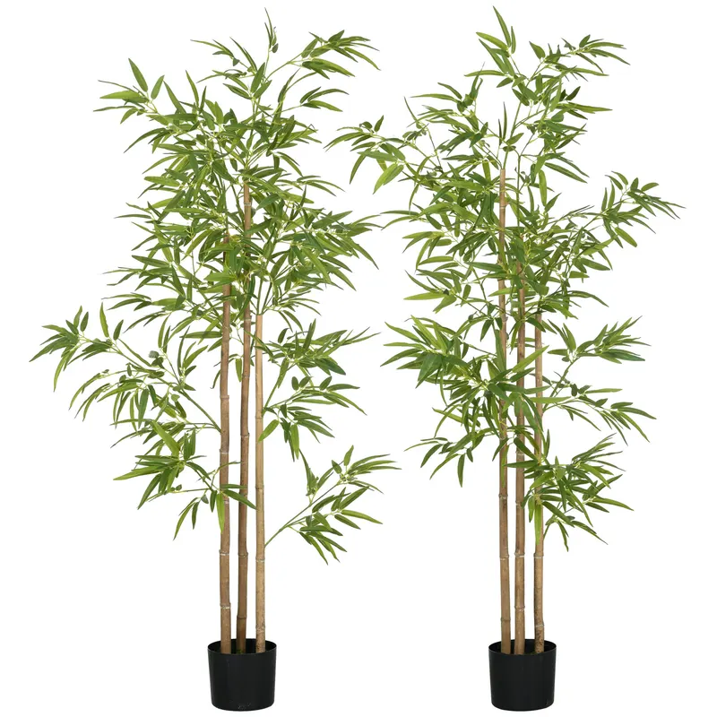 HOMCOM Plantă artificială Bambus copac artificial înălțime 180 cm cu ghiveci, decor interior, foarte realist | Romania