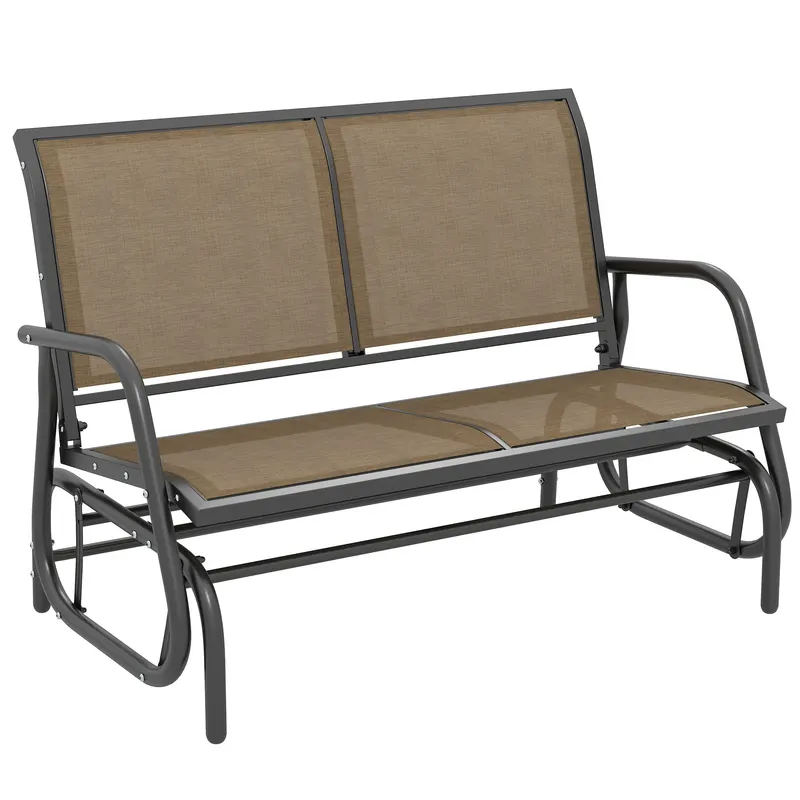 Outsunny Banca Tip Leagan 2 Locuri din Metal, Negru, 123x70x87 cm | Romania