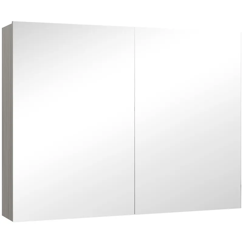 HOMCOM Dulap suspendat pentru baie cu oglindă, mobilier de baie, uși duble și rafturi reglabile, 80x15x60cm, gri | Romania