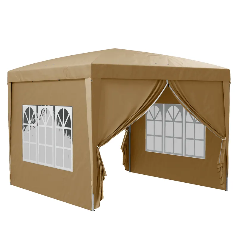 Foisor de gradina pliabil Outsunny din otel si tesatura Oxford cu funii si cuie incluse, 2,95x2,95x2,58 m, alb | Romania