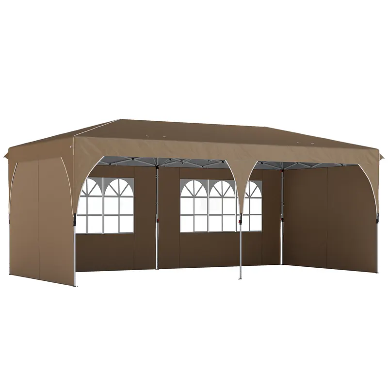 Outsunny Cort pliant 6x3 m cu benzi reflectorizante UPF 50+ Montaj ușor Sistem central de blocare Impermeabil Bej | Romania