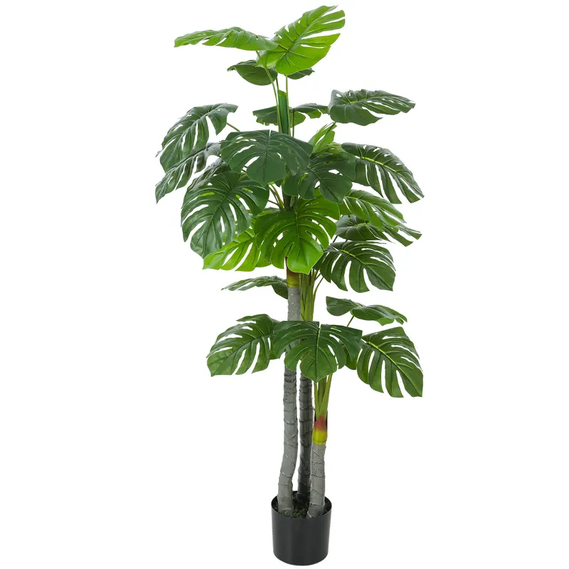 HOMCOM Arbore artificial Monstera H.1,5 m Trunchi și ramuri realiste, finisaj mușchi, frunze 'tortue', ghiveci inclus | Romania